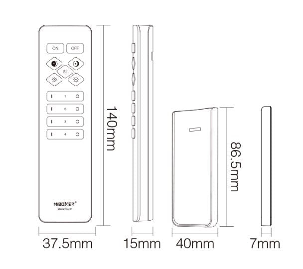 Telecomanda 4 zone MiLight RF CCT alba