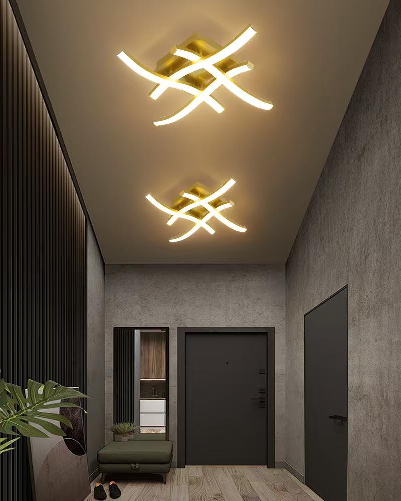 Lustra LED 4 Lines Gold 35cm 3 functii 28W