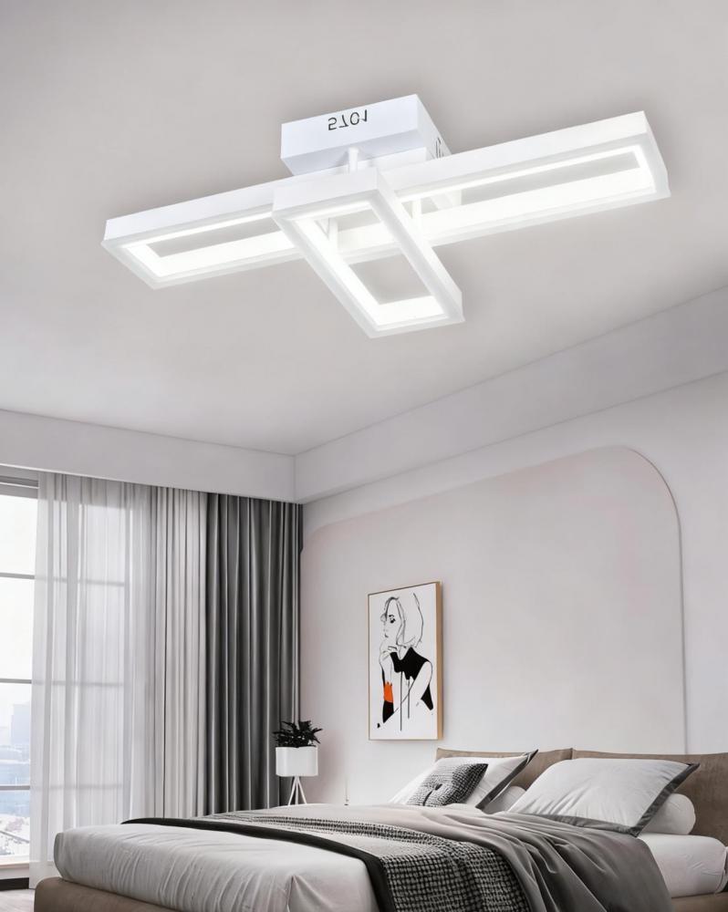 Lustra LED cu telecomanda Cross Square Alba 100W