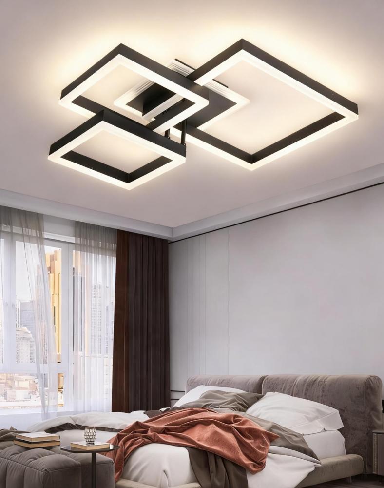 Lustra LED cu telecomanda Square Fusion neagra 122W
