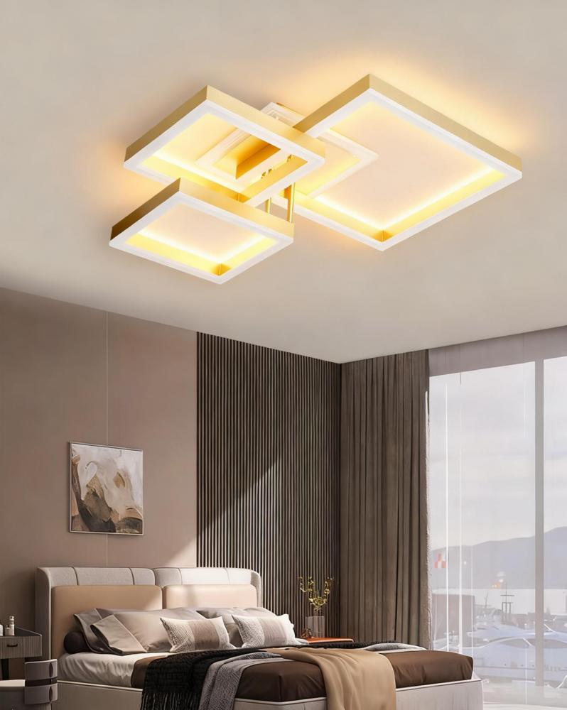 Lustra LED cu telecomanda Square Fusion Gold 122W