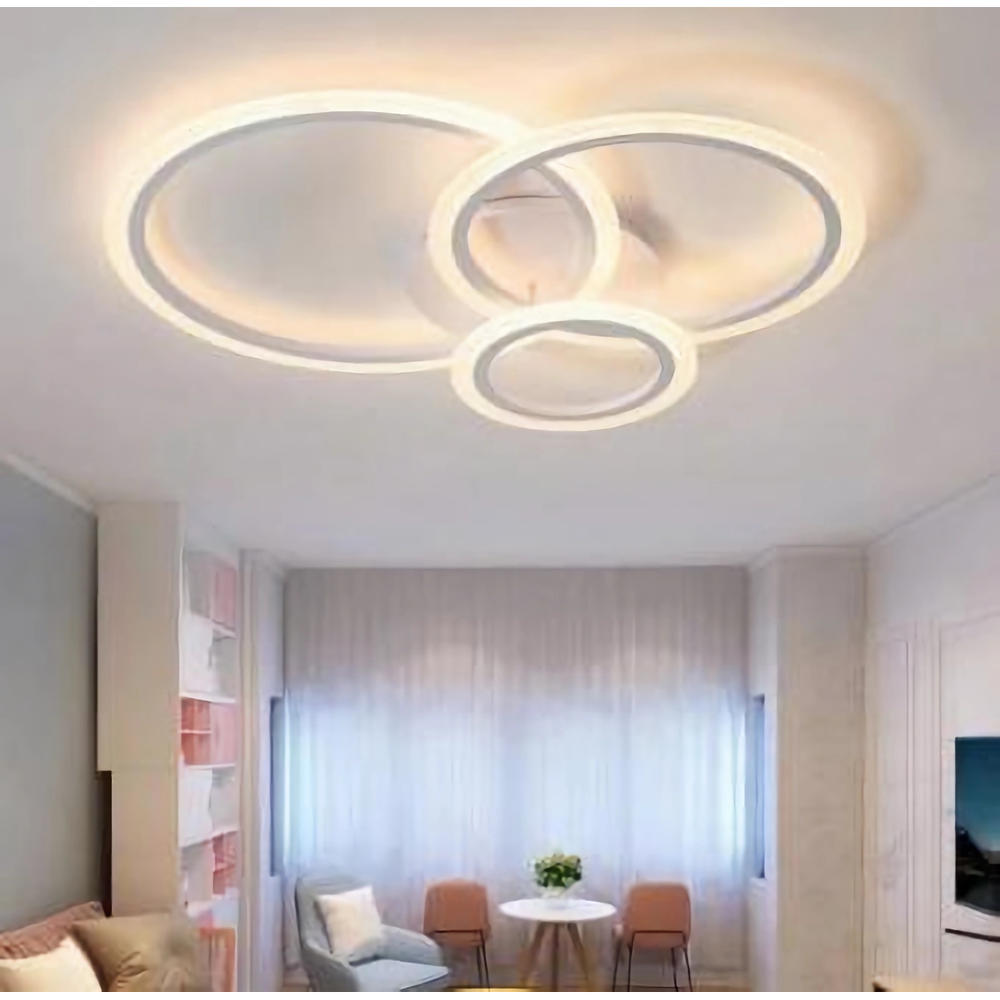 Lustra LED dimabila cu telecomanda 3 functii Alba 72W