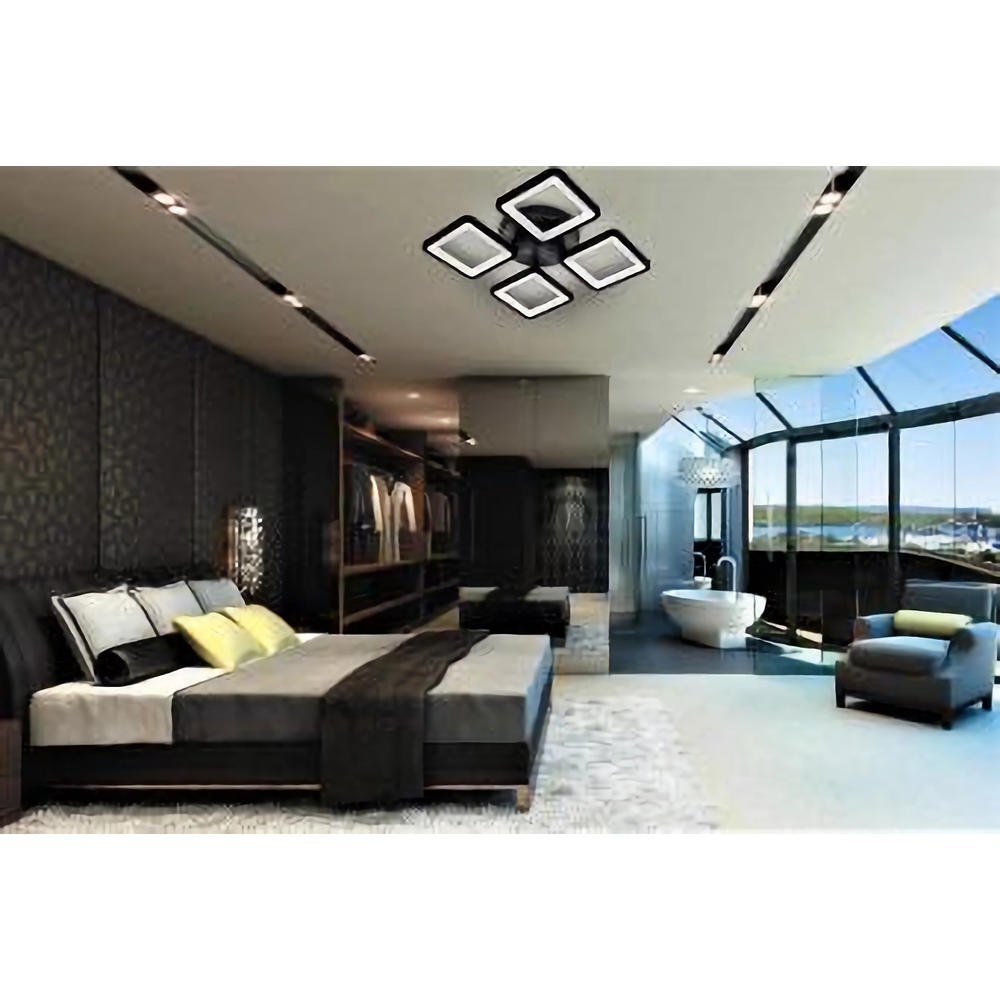 Lustra LED dimabila cu telecomanda 3 functii Neagra 70W