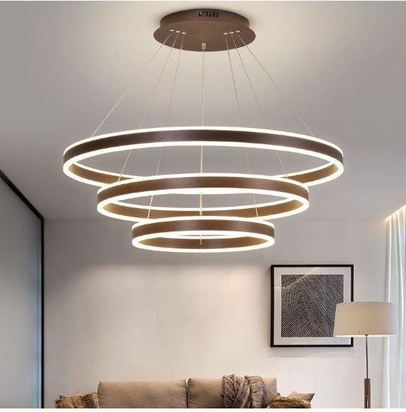 Lustra LED dimabila suspendata cu telecomanda maro 200W