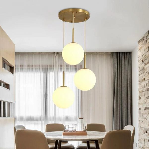 Lustra LED modern 3 globuri gold