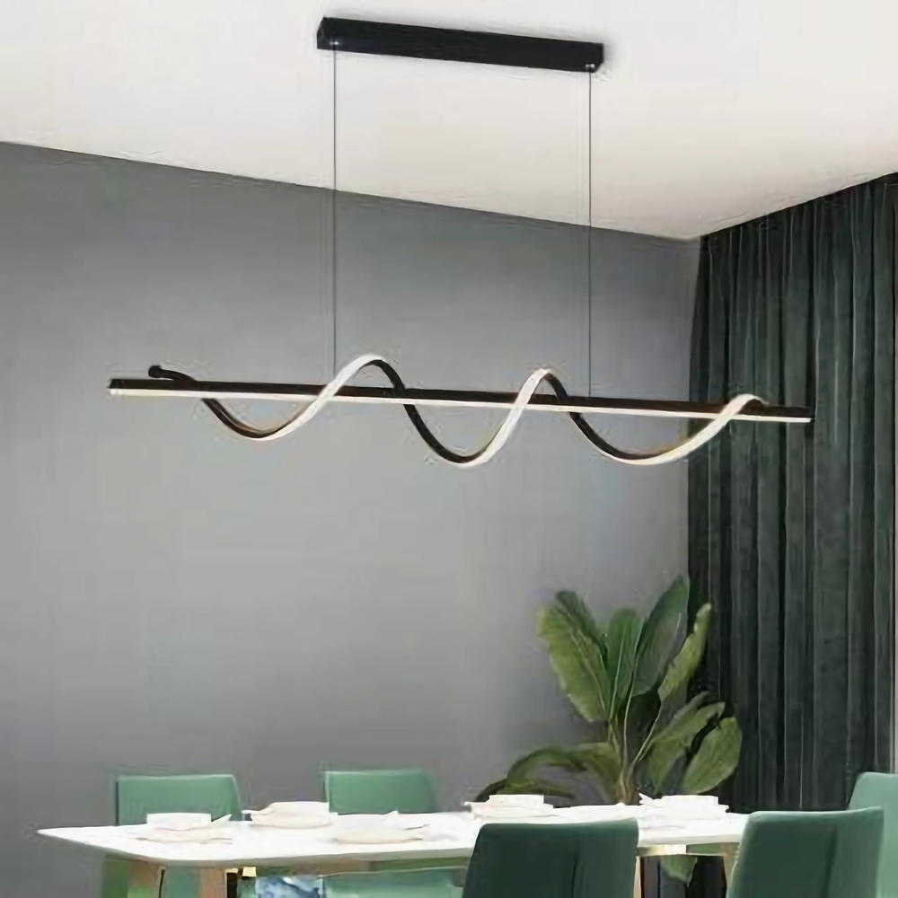 Lustra LED suspendata spiral cu telecomanda CCT negra 54W