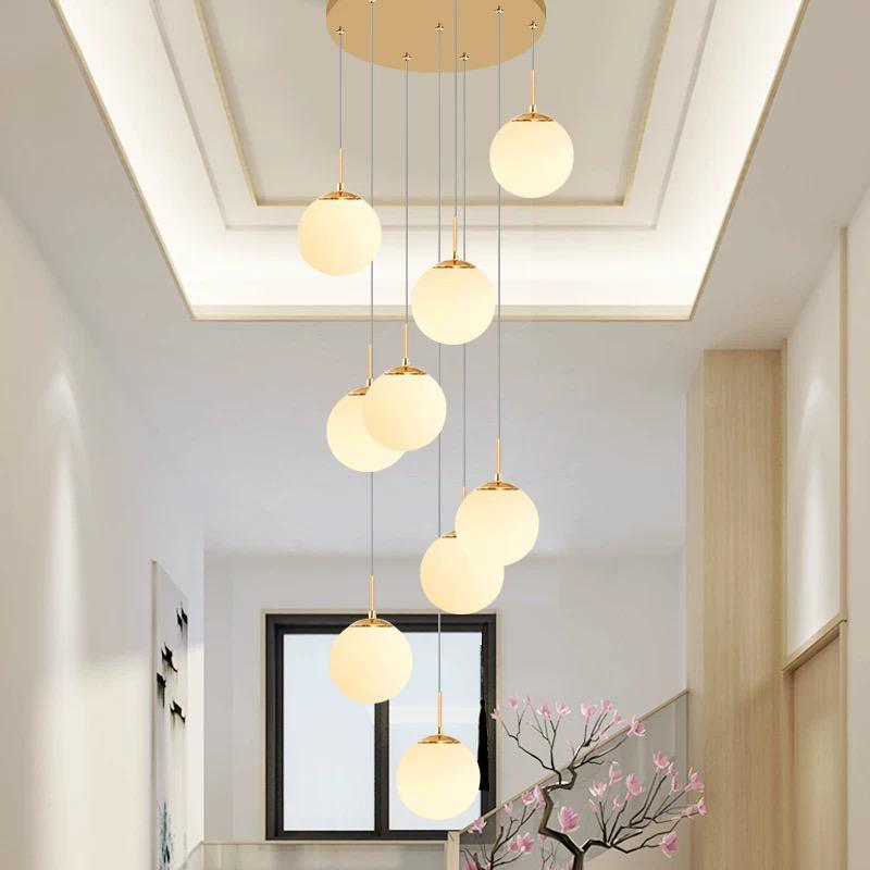 Lustra suspendata moderna 9 globuri x E27 gold