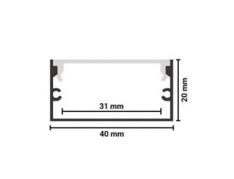 Profil LED aplicat negru 2m XL dispersor negru