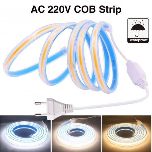 Rola 5m Banda LED 220V COB impermeabila 11W/m
