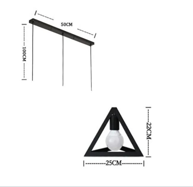 Lustra 3 pendule E27 neagra Triunghi