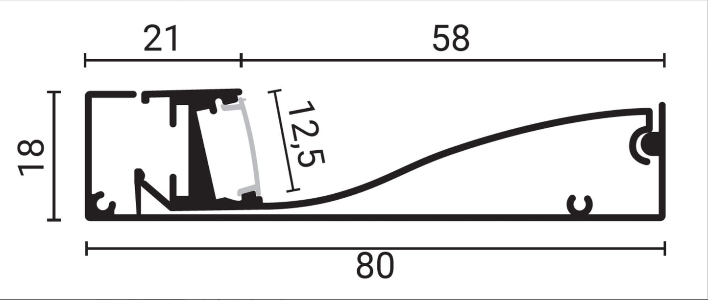 Profil LED aluminiu pentru plinta argintiu 2m