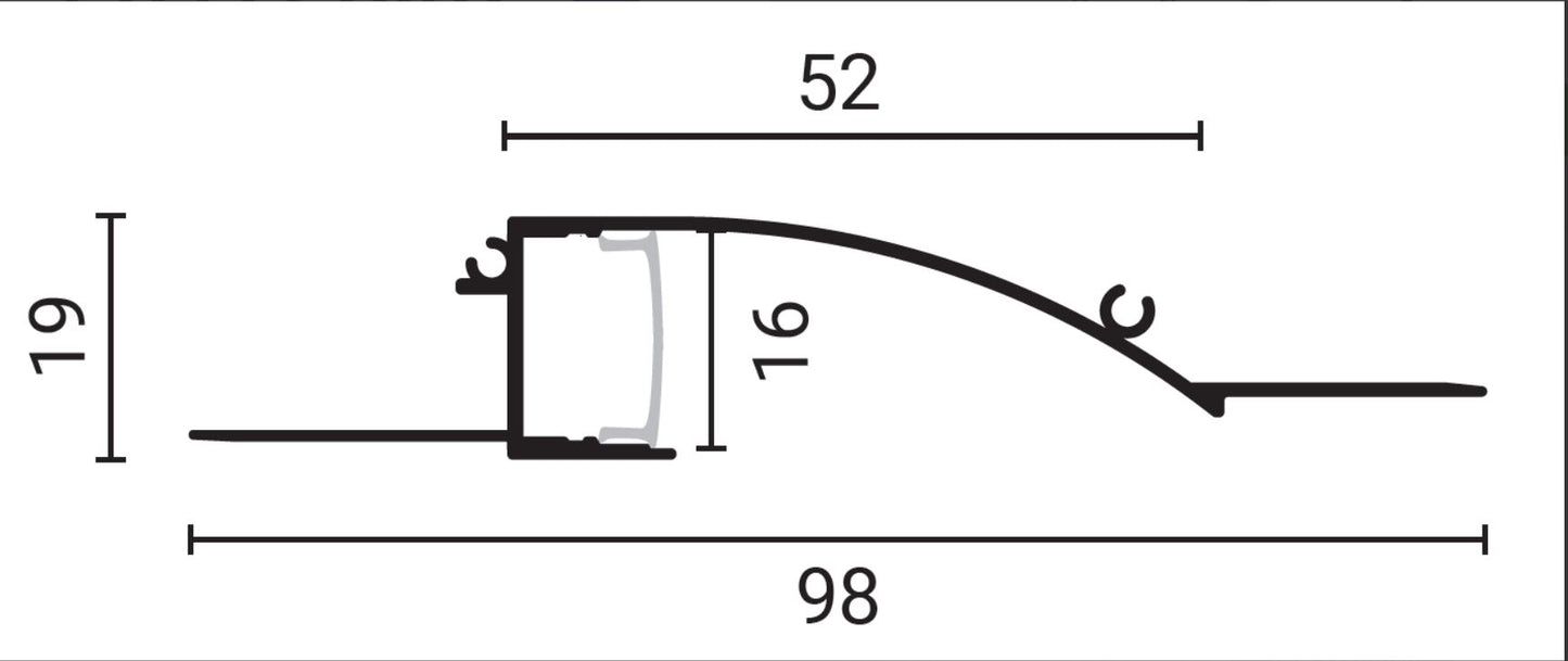 Profil LED 2m incastrat sub tencuiala directional