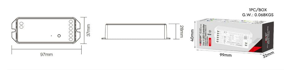 Controler multizona banda led RGB CCT 15A RF 12V 24V