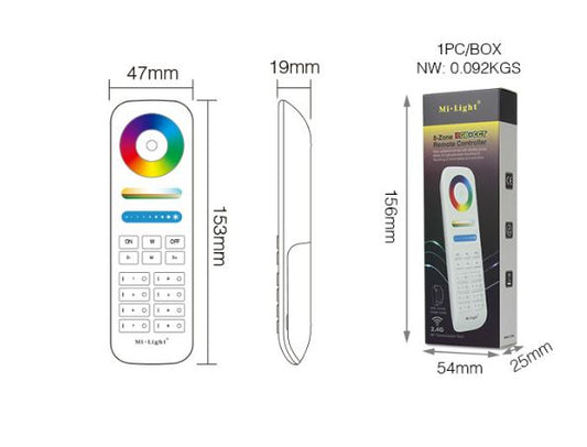 Telecomanda 8 zone MiLight RF alba