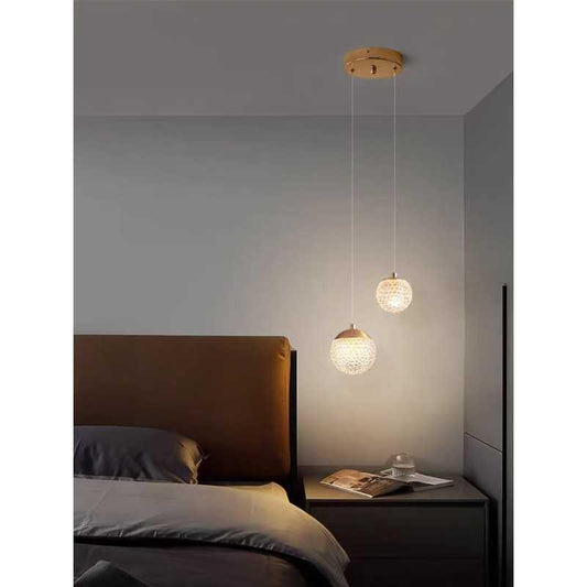 Lustra 2 globuri cristal moderna gold