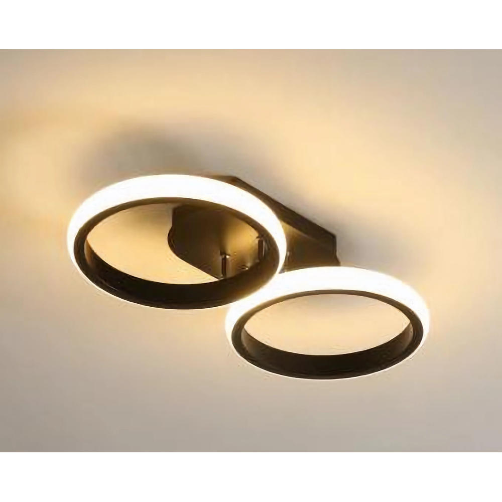 Lustra LED 2 cercuri CCT neagra 44W