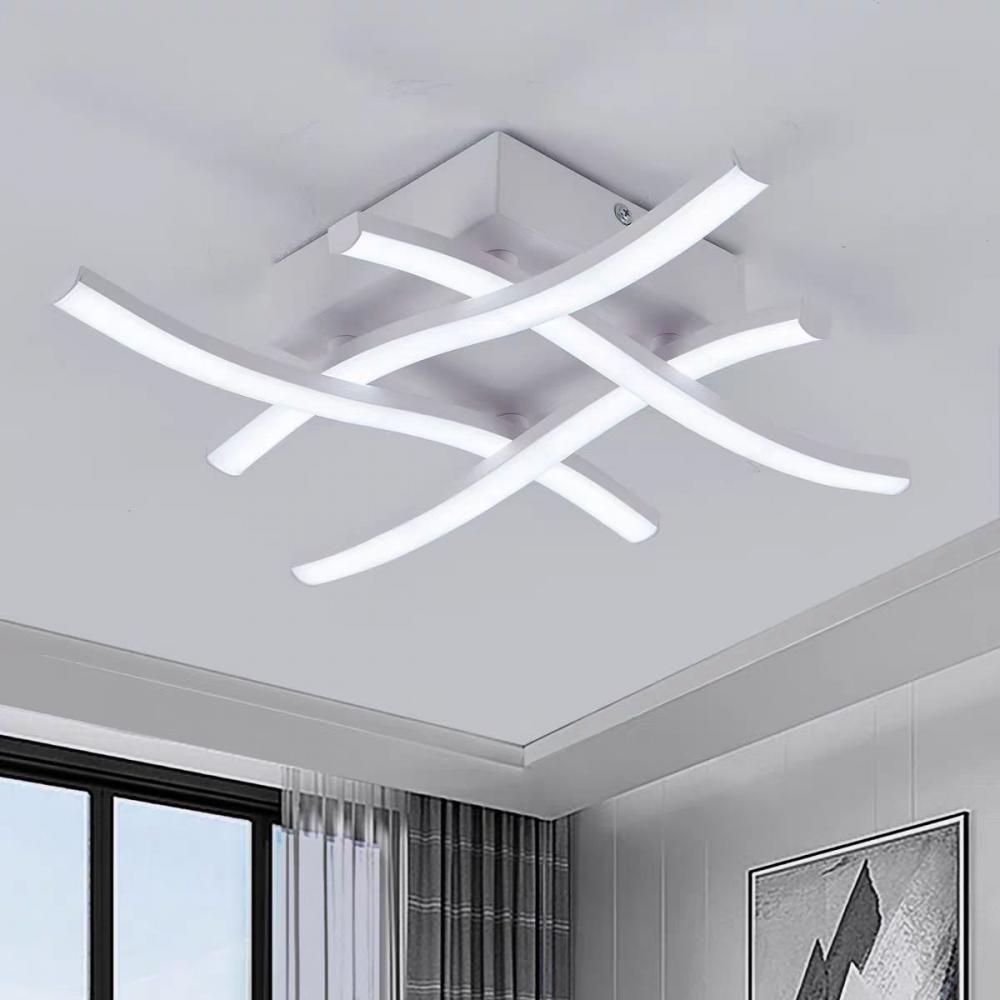 Lustra LED 4 Lines Alba 35cm 3 functii 28W