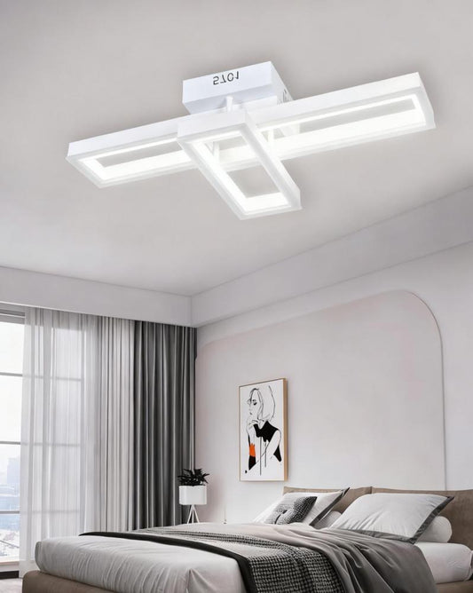 Lustra LED cu telecomanda Cross Square Alba 100W