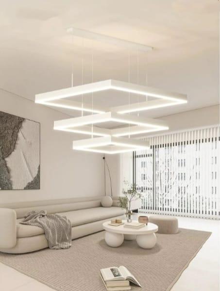 Lustra LED cu telecomanda Sky Square Alba 96W