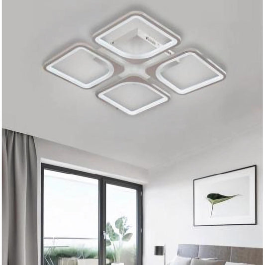 Lustra LED dimabila cu telecomanda 3 functii Alba 70W