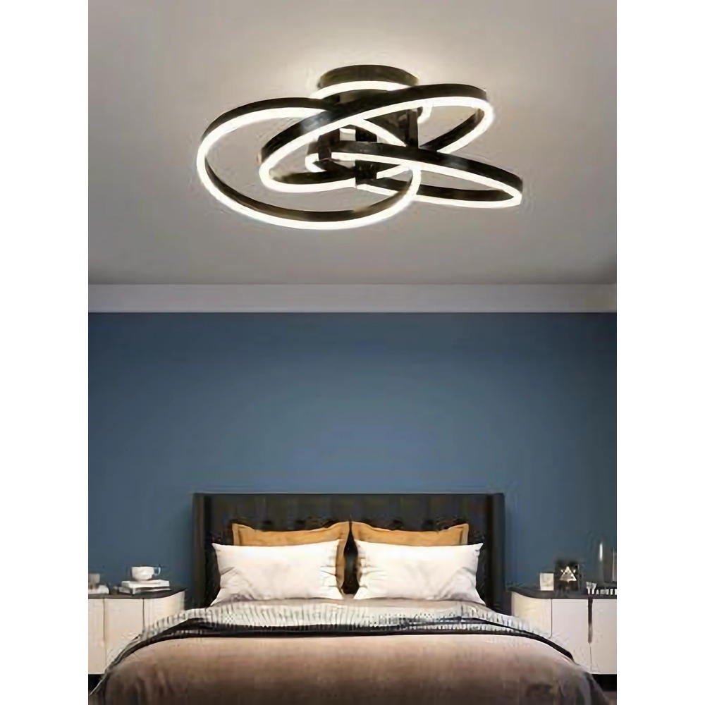 Lustra LED dimabila cu telecomanda 3 functii Neagra 240W