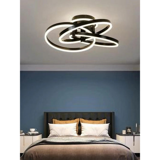 Lustra LED dimabila cu telecomanda 3 functii Neagra 240W