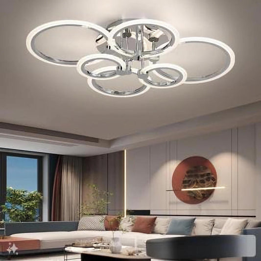 Lustra LED dimabila cu telecomanda 3 functii crom 144W