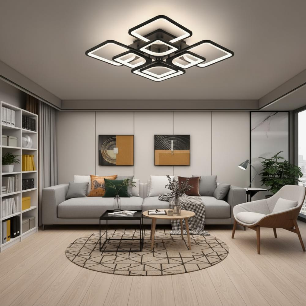 Lustra LED CCT cu telecomanda neagra 160W