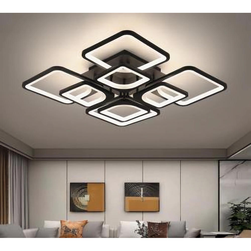Lustra LED CCT cu telecomanda neagra 160W