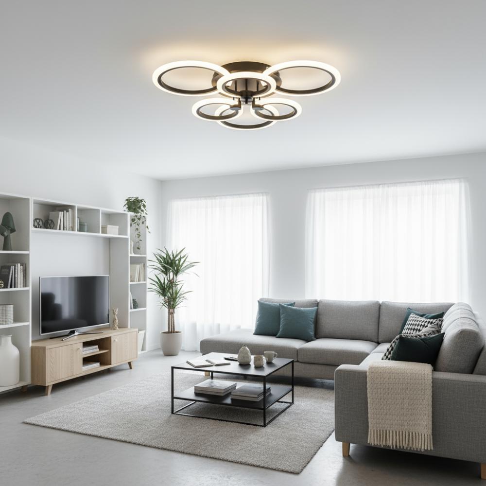 Lustra LED CCT neagra 84W