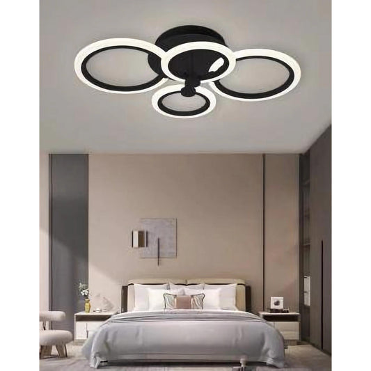 Lustra LED dimabila cu telecomanda 3 functii Neagra 72W