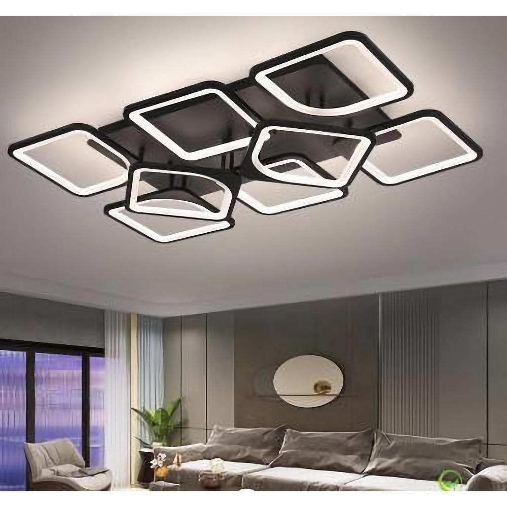 Lustra LED CCT cu telecomanda neagra 260W