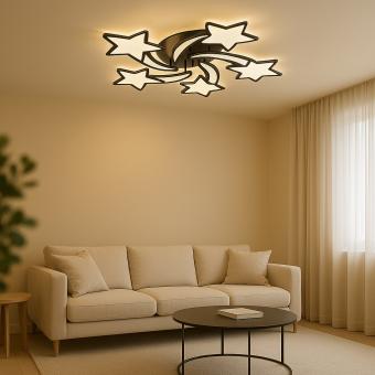 Lustra LED CCT neagra cu telecomanda Stars 100W