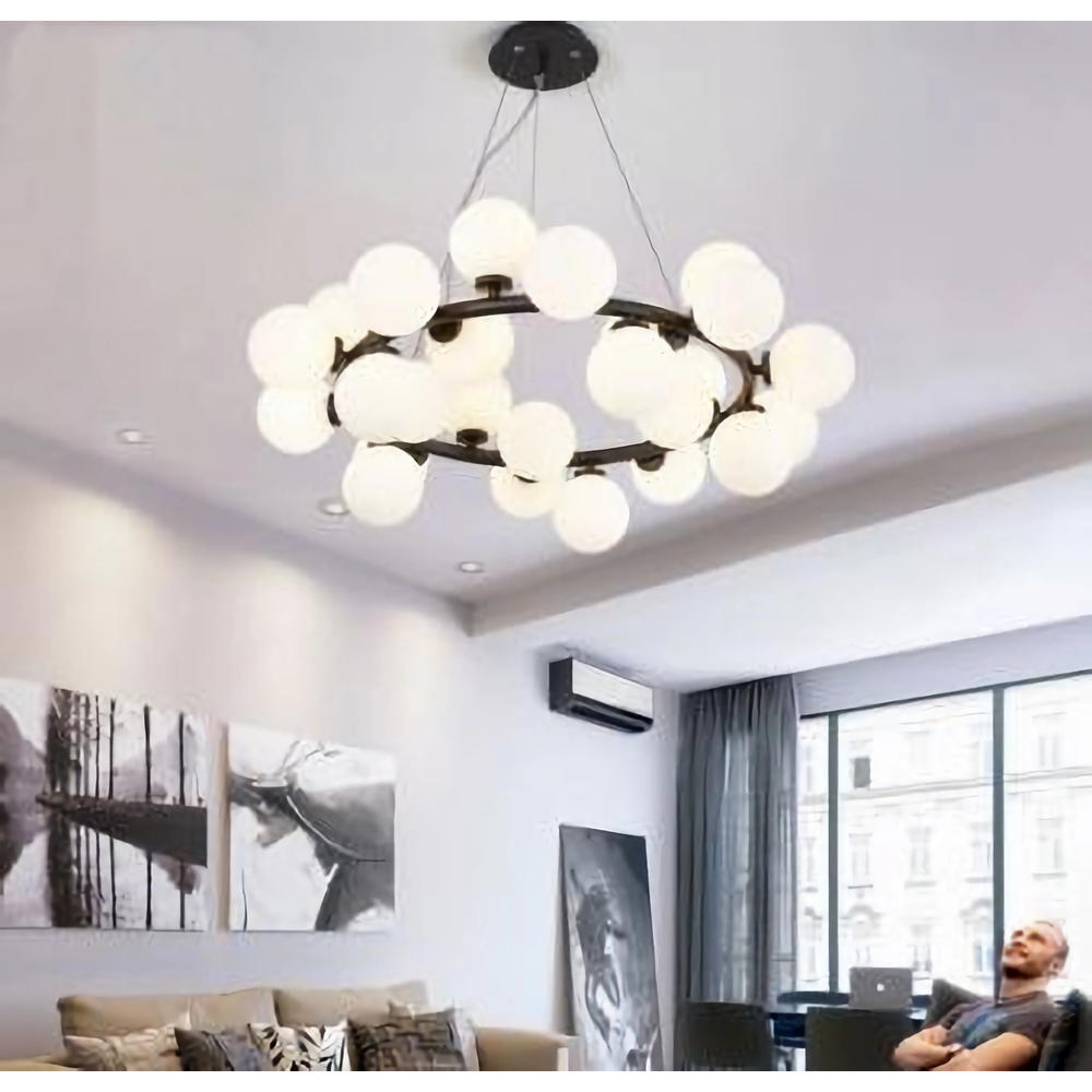Lustra LED modern 25 globuri Negru