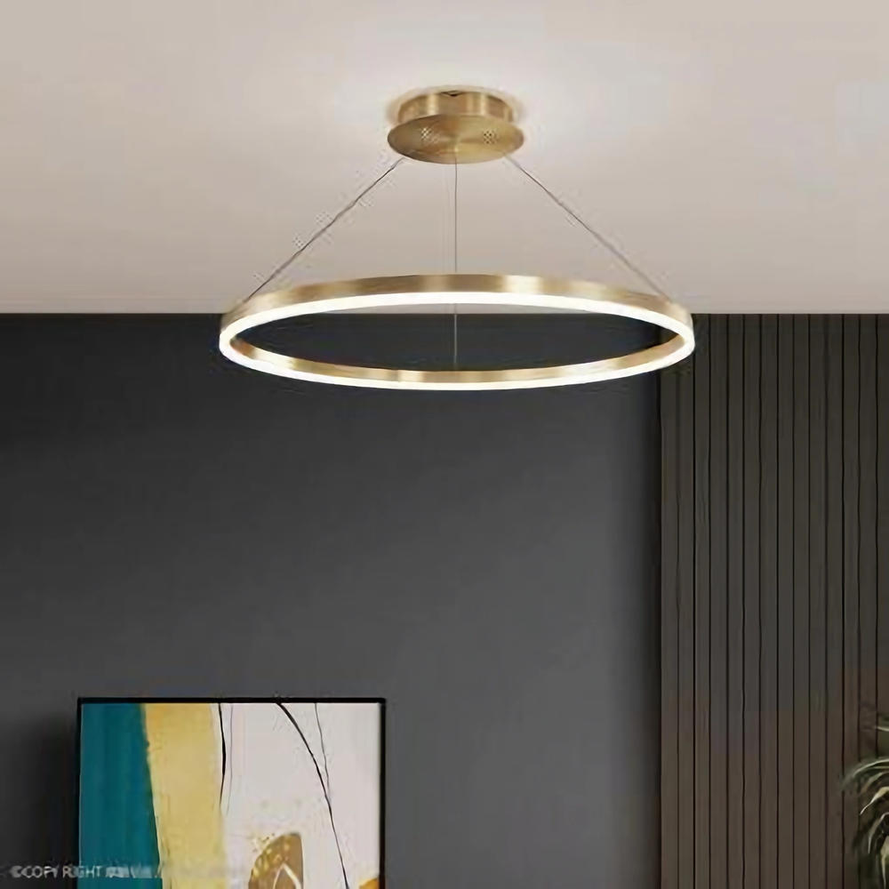 Lustra LED suspendata CCT cu telecomanda gold 60cm 66W