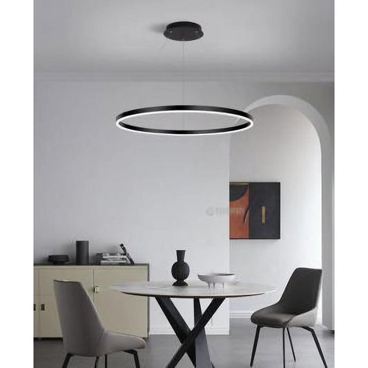 Lustra LED suspendata CCT cu telecomanda neagra 60cm 66W