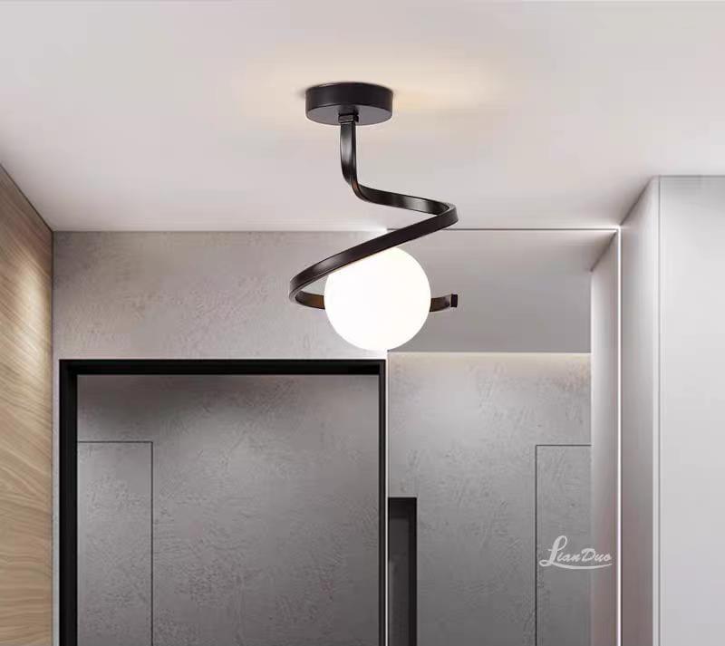 Lustra moderna neagra spirala E27 glob