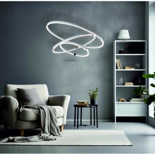 Lustra suspendata dimabila cu telecomanda 3 cercuri Alba 200W