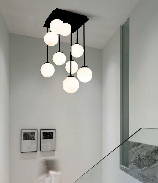 Lustra suspendata moderna 9 globuri neagra