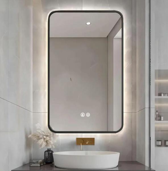 Oglinda LED 60x80 rama neagra intrerupator touch dezaburire CCT Dimabila 47W LL041N
