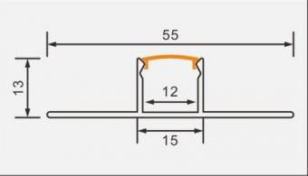 Profil LED 2m de mijloc incastrat sub tencuiala