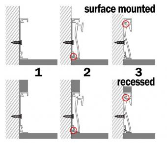 Profil LED aluminiu pentru plinta negru 2m