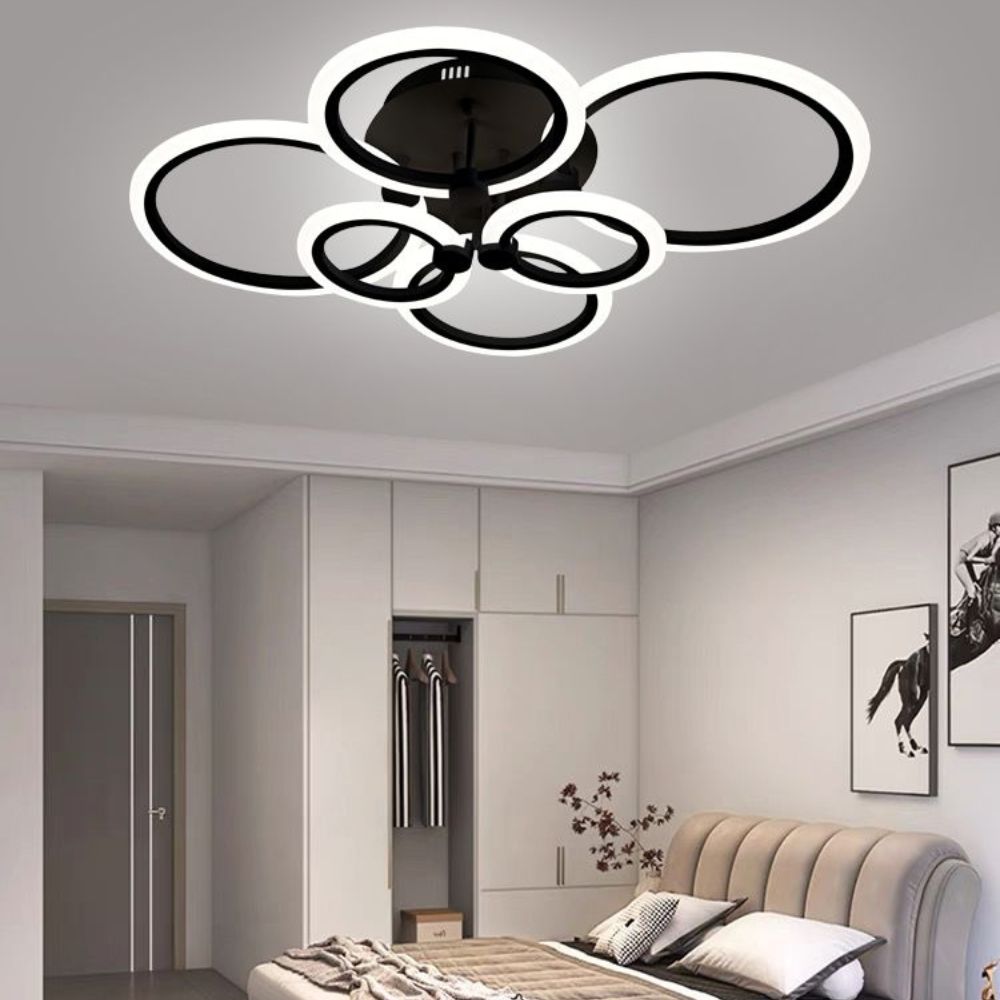 Lustra LED dimabila cu telecomanda Neagra 3 functii 132W