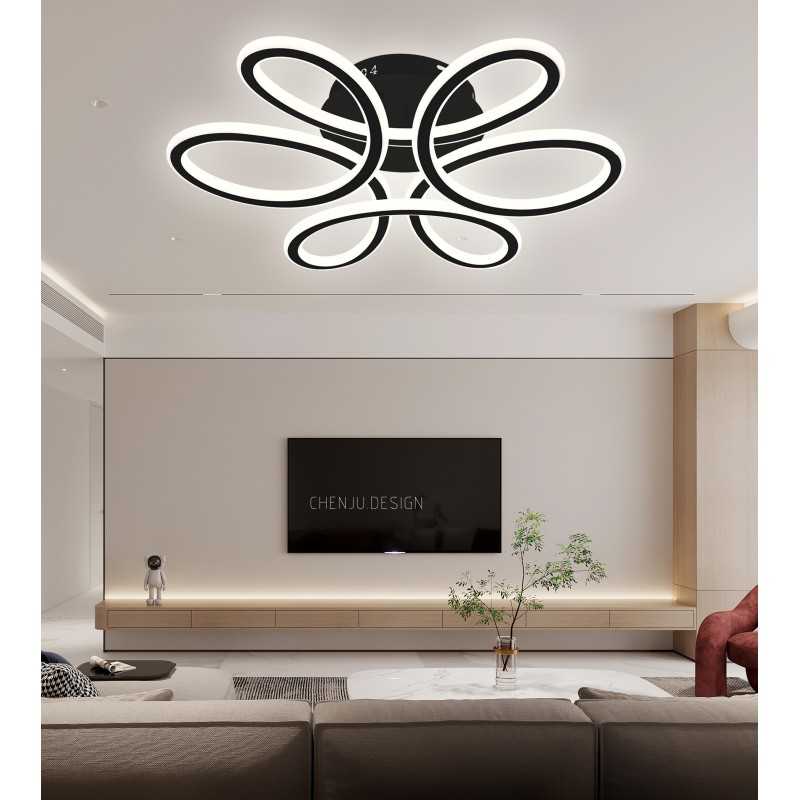 Lustra LED CCT cu telecomanda neagra 230W
