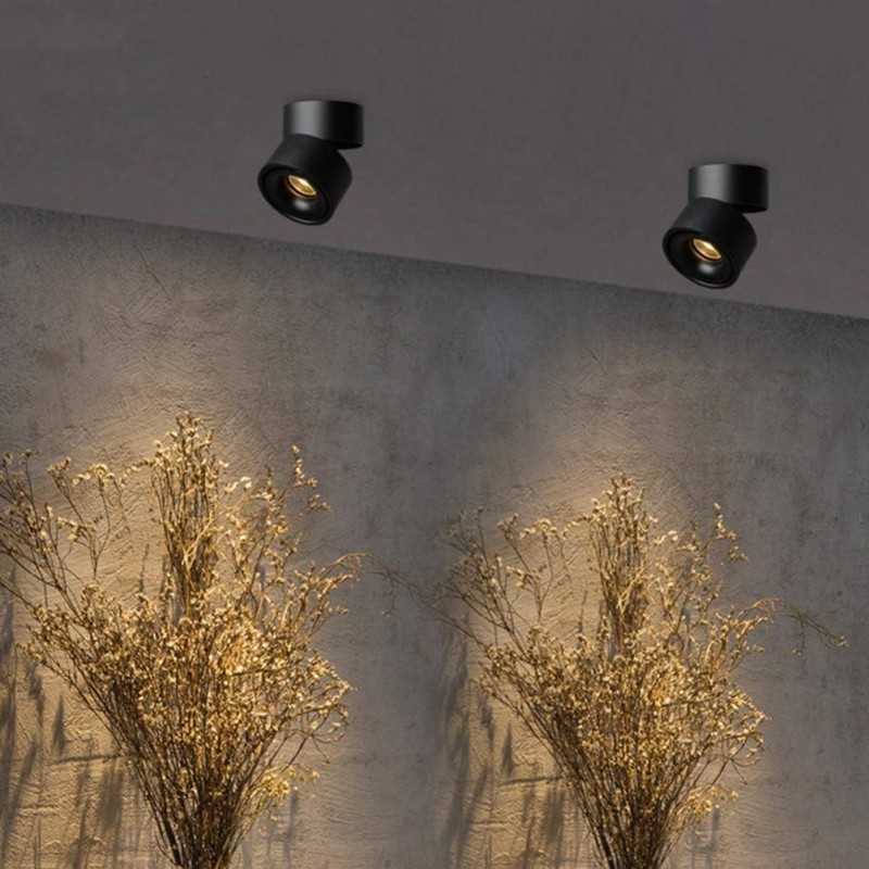 Spot aplicat LED orientabil negru 12W